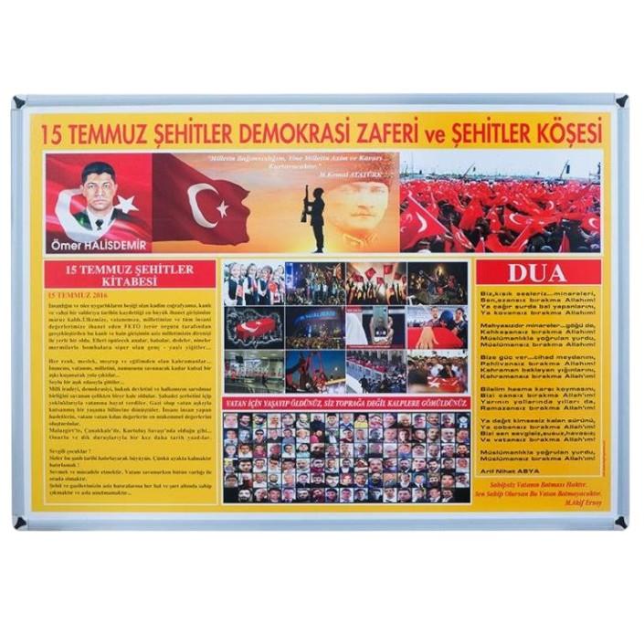 ALÜMİNYUM ÇERÇEVELİ 15 TEMMUZ ŞEHİTLER PANOSU 